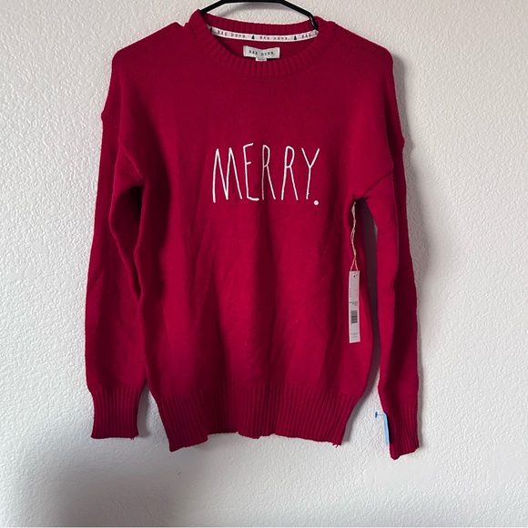 Rae Dunn Sweaters - NWT Rae Dunn XS Women’s Festive Holiday Merry Red Cozy Soft Long Sleeve Sweater